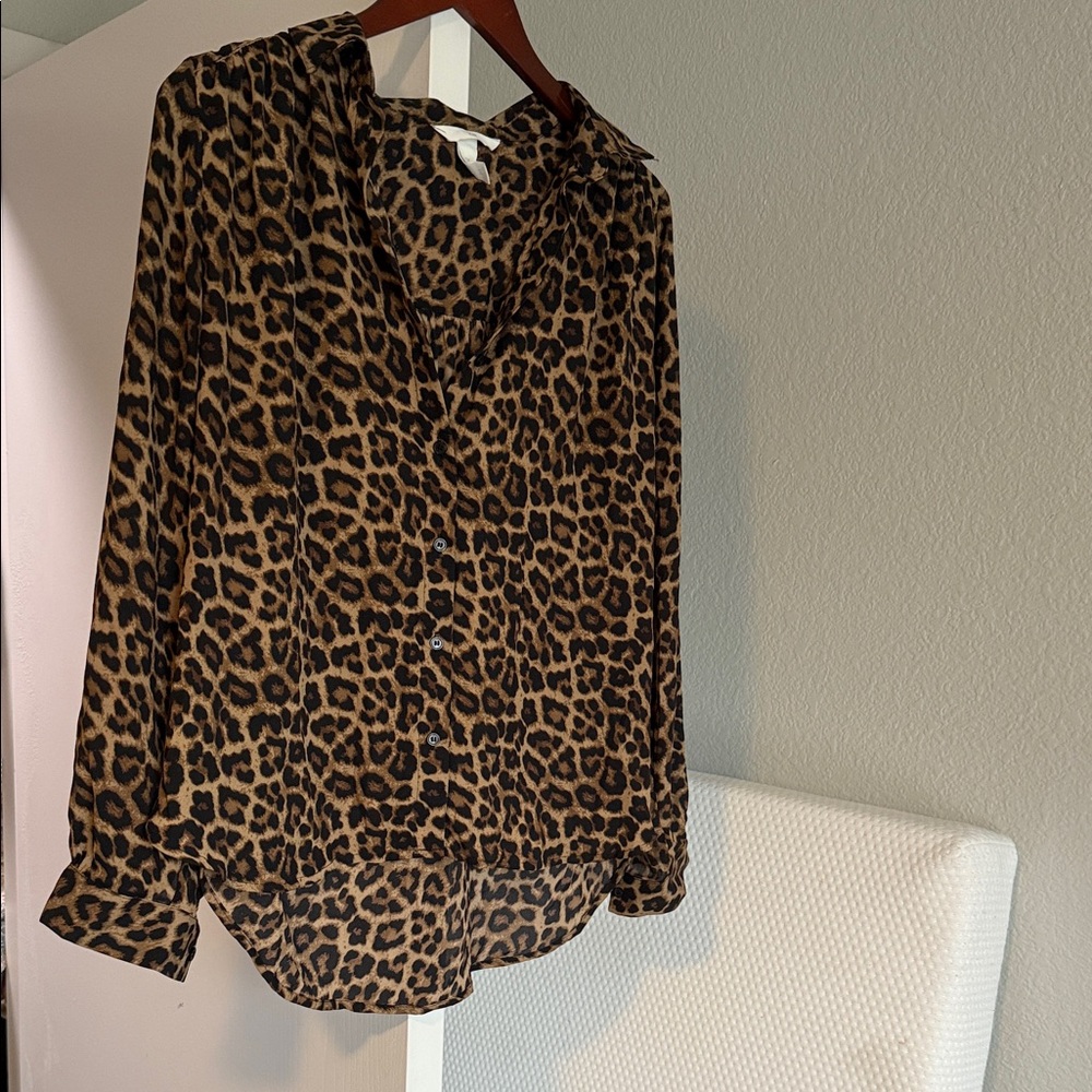 H&M Brown Leopard Print Blouse